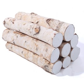8 Pack Birch Logs for Fireplace Decor Crafts Versatile Unfinished Wood Gas Fireplace Logs: 2.3"-3.2" Dia. x 16.5" Long