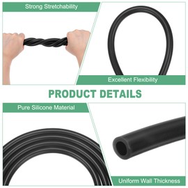 M METERXITY Silicone Tubing, 1/4"(6mm) ID x 3/8"(10mm) OD Silicone Rubber Vacuum Tube, 5ft(1.5 M) High Temp Water Air Hose Pipe for Pump/Liquid Transfer/Home Brewing/Winemaking [Black]