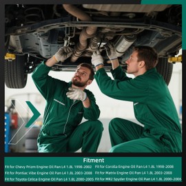 264-314 Oil Pan with Gasket Fit for Chevy Prizm, Fit for Pontiac Vibe, Fits for Toyota Celica for Corolla for Matrix for MR2 Spyder L4 1.8L 1998-2008 OE #264314 121010D010