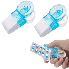 2Pcs Portable Pill Taker Pill Popper for Blister Packs No Contact Small Pills Remover with Storage Container Portable Tablet Dispenser for Elderly Travel Arthritis Patients