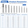 HSEAMALL HSS End Mill Cutter Set, 10-Piece, 2-12mm, 4 Flutes,