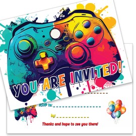 the lazy panda card company 15 x Kids Party Invitations Gaming Invites for Gamers Party Children