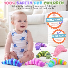 Cevioce Sensory Slug Fidget Toys,Fidget Slug Toys for Adults & Kids Party Favors,4Pcs Cute Autism Sensory Toys for Autistic Children,Toddler Toys Age 3+,Travel Toys for 3+ Year Old（A）