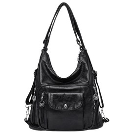 TochiKochi Women's Shoulder Bag, Bag, Cross-body Tote Bag, Canvas, Large Capacity, Lightweight, Handbag, Small, Casual Backpack, Black