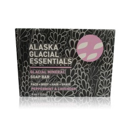 Alaska Glacial Mud Glacial Mineral Soap Bar Peppermint & Lavender Exfoliates Dead Skin Cells, Detoxifies Pores, Softens Skin 4oz