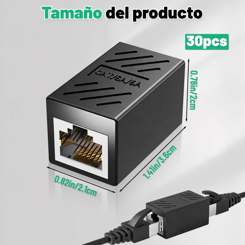 30 Cople Para Cable De Red Rj45 Cat6 Union Hembra