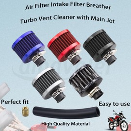 Amavoler Air Filter Intake Filter Breather Turbo Vent Cleaner with Main Jet Parts Fits for Predator 212cc 196cc 6.5 hp GX160 GX200 TrailMaster MB200 KT196 RB200 CT200U Mini Bike Go Kart (Red)