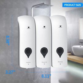 Manual Soap Dispenser Pump Liquid Soap Dispenser Wall Mounted Single/Double/Triple 300ml Chamber Shower Gel Shampoo Box Container Bathroom Accessories (ACD-3049A White)