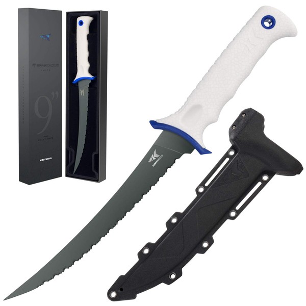 KastKing Spartacus Fillet Knife, Boning and Food Prep Knife, Razor Sharp 8Cr14 Stainless Steel Blade, 9 inch Serrated Fishing Knife