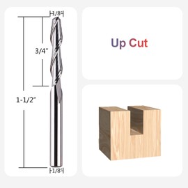 SpeTool 5PCS 1/8 Inch Shank Upcut Spiral Router Bit Set with 1/8" Cutting Diameter, 3/4 Inch Cutting Length 1-1/2 Inch OVL, Solid Carbide CNC Wood Router Bits