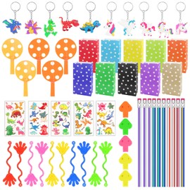 RtottiM Children's Birthday Party Bag Set 55 Pieces, Children's Birthday Gift Bags, Toy for Children, Party Bag Filler for Girls Boys, Dino Unicorn Slap Hand Bouncy Ball Whistle Stickers