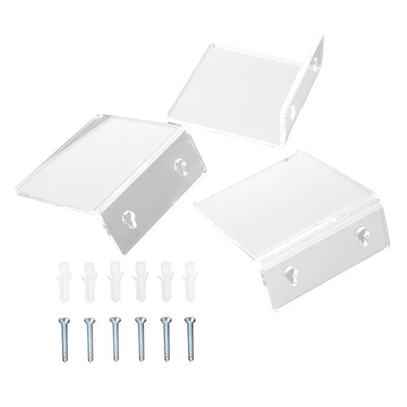 3PCS Clear Acrylic Display Rack Wall Mounted Floating Shelf for