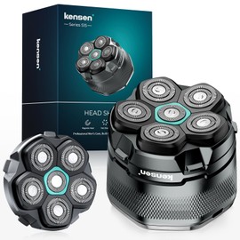 kensen Kit Rasoio Testa Calva 160 Minuti di Autonomia 6D Rasoio Elettrico Testa Calva Uomo Fluttuante Impermeabile Cordless con Rasoio Testa Magnetiche & Porta di Carica USB-C