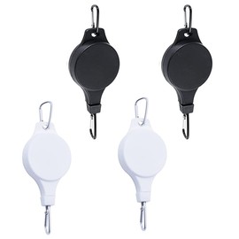 LEICHI 4 Pcs Retractable Hanger Hanging Plants Adjustable Plants Hook Lifting Hanging Tool, Hanging Brackets Hanging Plants Flower Baskets Pots Bird Cage Feeders, White and Black Hanger