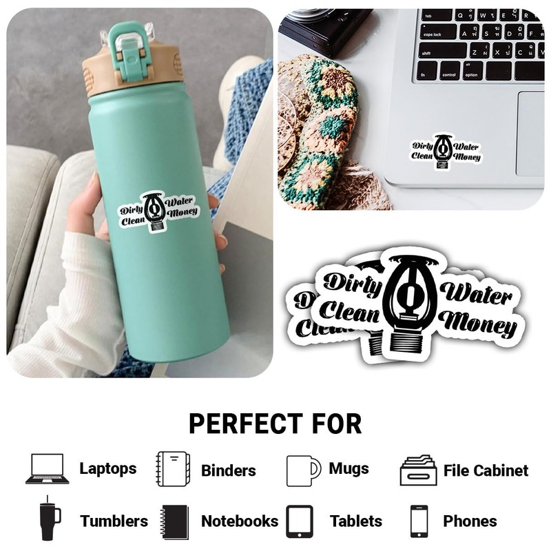 3Pcs Dirty Water Clean Money Sticker Pipefitter Hard Hat Gift