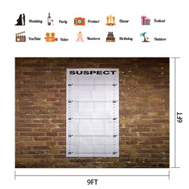 PHMOJEN Police Lineup Backdrop Height Chart Measurements Poster Backdrop for Photos Vinyl 9x6ft Murder Mystery Dinner Party Photo Prop BJLSPH1406