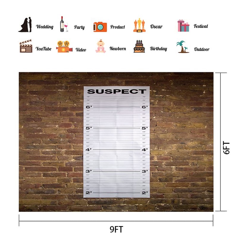 PHMOJEN Police Lineup Backdrop Height Chart Measurements Poster Backdrop for