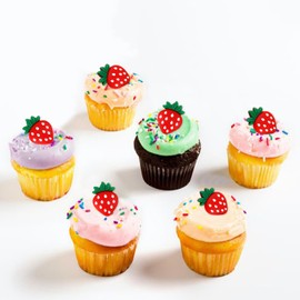 Keaziu 25 Pack Red Strawberry Cupcake Toppers Strawberry Theme Party Cupcake Picks for Birthday Wedding Party Baby Shower Summer Garden Party Decoration Supplies