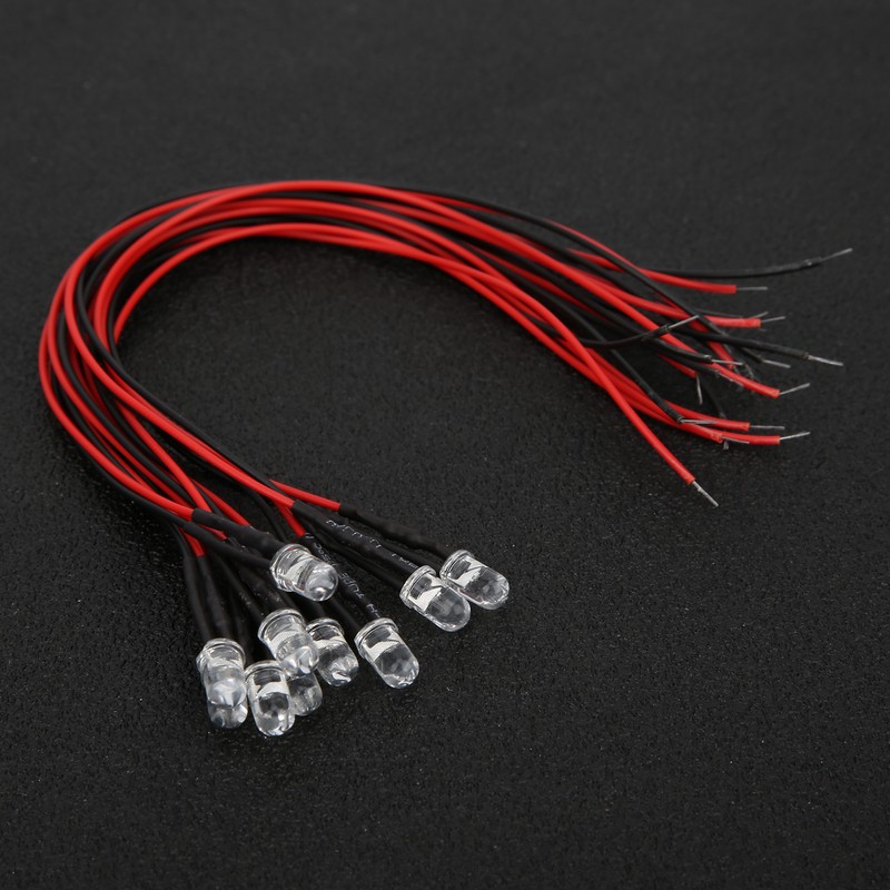 50Pcs Diode Wired Light Emitting Round Head High Brightness In