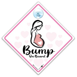 Bump On Board Sign, Pregnant Lady Sign, Expectant Mother Sign, Pregnancy Car Sign, Baby on Board Sign, Mum To Be Sign, Baby in Car Sign 14 cm x 14cm x 2cm