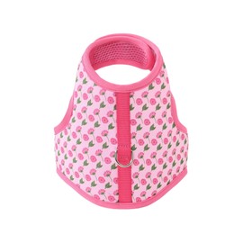 Mile High Life Velcro Dog Harness, Air Mesh Floral Vest Harness for 20 lbs Small Dogs & Cats, Easy Get on Adjustable Easy Closures Both Neck and Chest(Pink Flower, XS Chest 14"-16")