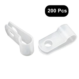 Waziaqoc 200 Pcs 1/4 Inch Rope Light Clips, Nylon R-Style Mounting Clips, Cable Clip Wire Clamps for Wire Management, Outside String Lights