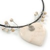 Avalaya Antique White Ceramic Heart Pendant Wired Necklace/ 40cm L/Adjustable