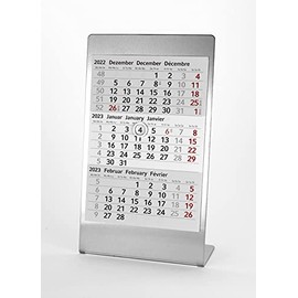 HiCuCo 3-Month desk calendar for 2 years 2021/2022, stainless steel desk calendar, type A1