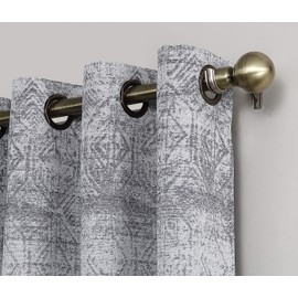 Sun Zero Darren Distressed Woven Jacquard Blackout Grommet Curtain Panel, 50" x 63", Indigo