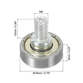 PATIKIL 19mm Drawer Rollers, 6 Pack Drawer Pulley Replacement Wheels Bearing Small Pulley, 4mm Step, White