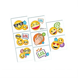 LOL Emoji Birthday Party Tattoo Favors Supplies (16 Piece), Multi, 2 x 1 3/4