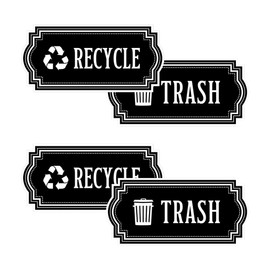 4 Pack Recycle and Trash Decal, Recycle and Trash Logo Symbol, Waterproof Vinyl Decal for Trash cans, Garbage containers and Recycle Bins…