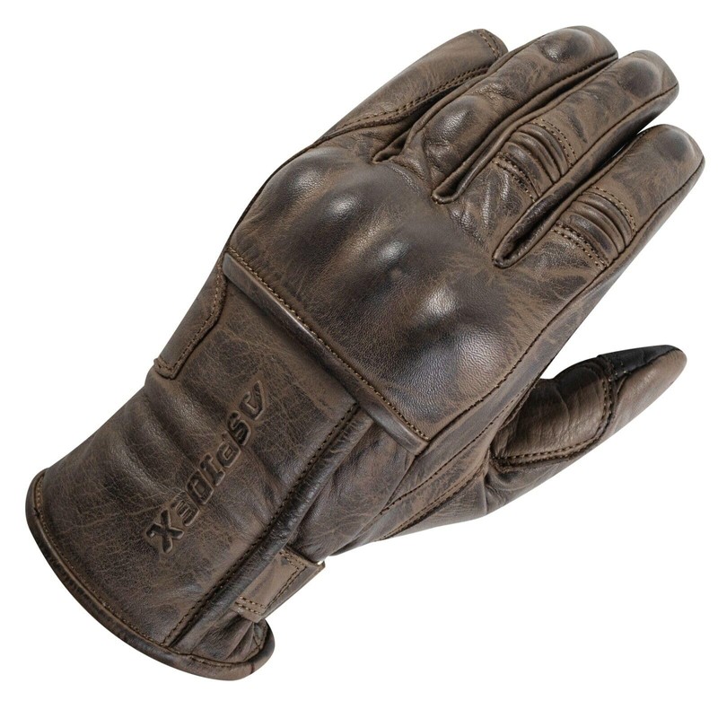 Leather Motorcycle Gloves with Protectors Cafe Racer Chopper Custom Brown