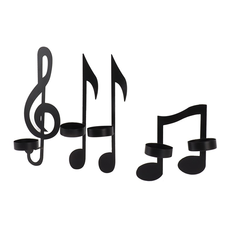 4Pcs Unique Iron Black Music Note Wall Sconce Candle Holder