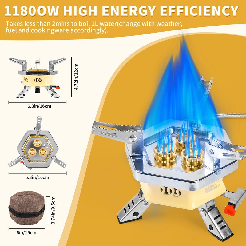 Facitsolvit 11800W Portable Windproof Camping Stove Lightweight Camp Stove Collapsible