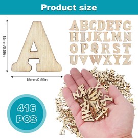 416pcs Mini Wooden Letters for Crafts, 15mm Wooden Alphabet Wood Letters A-Z for DIY Craft, Early Educational Learning