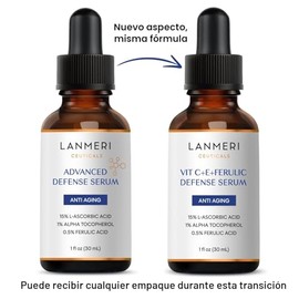 Lanmeri Ceuticals 15% de vitamina C + E + suero ferúlico: fórmula avanzada de defensa antioxidante con 1% de vitamina E y 0.5% de ácido ferúlico, suer