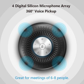 MOERTEK S6 Bluetooth Speakerphone with 4 Microphone Array, 360º Voice Pickup, Portable Conference Speaker Phone for 8 People, Bluetooth 5.0, for Smartphone, Laptop and Tablet