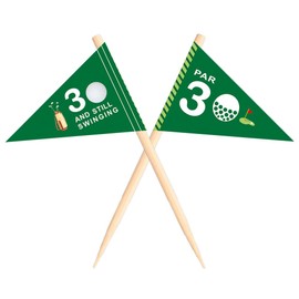 VOWFOO Golf Themed Toothpick Flags, 20 PCS Par 30 And Still Swinging Birthday Golf Cocktail Picks Mini Stick Cupcake Toppers Flags for Par 30 Golf 30th Birthday Party Food Bar Decorations (Par 30)