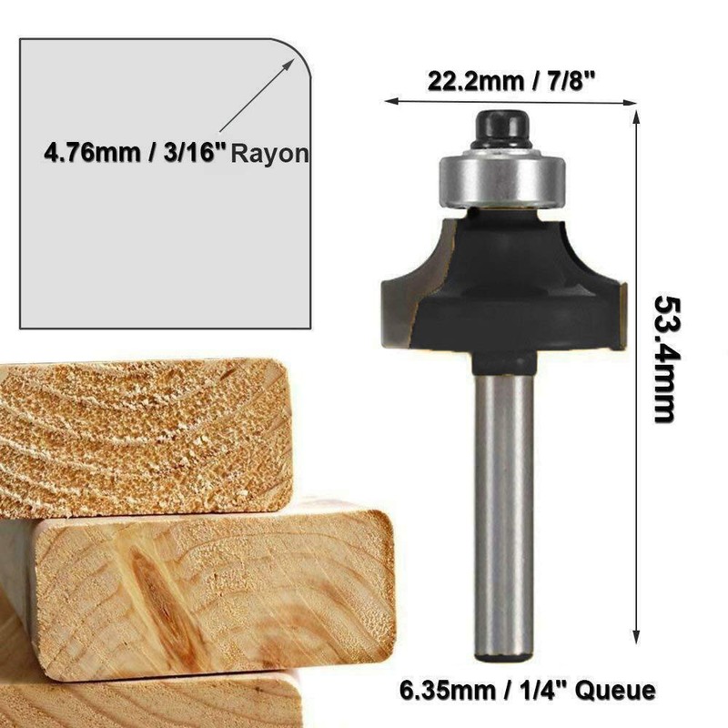 LUMBER JACK 4 Piece Round Over Router Bits 1/4 Shank,