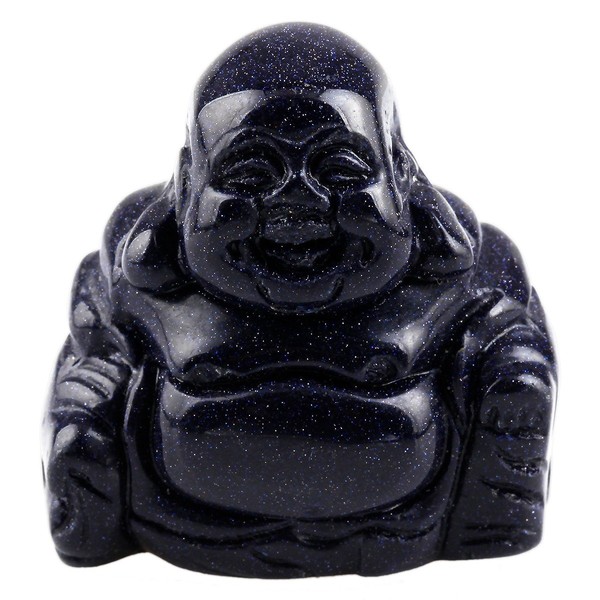 Rockcloud Healing Crystal Gemstone Carved Laughing Happy Buddha Feng Shui Figurines Wealth and Good Luck 1.5"