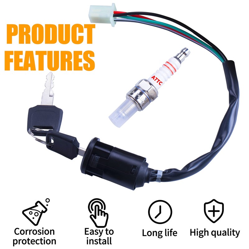 MWMNUN Ignition Key Switch 2pcs 4-Wire 4-pin and A7TC Spark