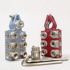 Battery Terminal Connectors, 12-Way Battery Terminal Clamps, JUTA Battery Terminals Top Post 8AWG up to 4/0(XL) AWG Gauge, Positive and Negative (+/-)(1 Pair) for SAE/DIN/EN Tapered Top Post