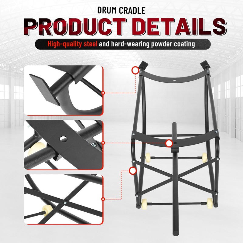KUAFU 55 Gallon Drum Cradle 600lbs Drums Dolly Cart Drum