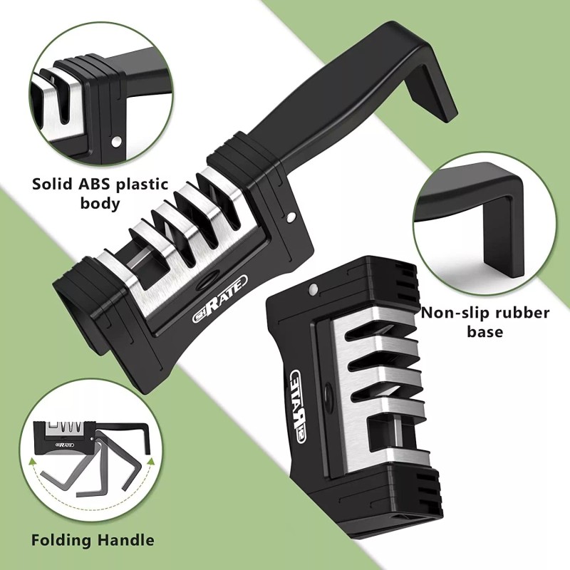 SHRATE 4-in-1 Foldable Knife Sharpener Scissors Sharpening Tool AND Cut-Resistant