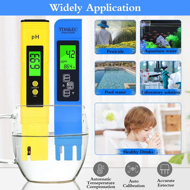 PH Meter TDS Meter Kit, Water pH Meter and 3