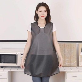 Clapoyis Waterproof Vinyl Apron, Hand Cleaning Apron, Translucent, TPU, Commercial Use, Women's, Stylish (Black, S 31.5 x 51.2 inches (80 x 130 cm))