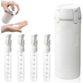 LUSCOR 4 in 1 Travel Bottles for Toiletries,Contenedores Recipientes Botellas De Viaje Recargables，con Etiquetas en inglés, 4 Frascos De Lavado De 30 Ml，Accesorios Kit Viaje (Blanco)