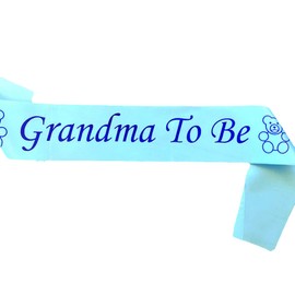 Grandma to Be Sash Blue, Satin Baby Shower Decorations, Gifts for Her, Sashes Bundles Daddy - Big Sister - Grandma - Nanny - Auntie to Be Sashes, 3 Colours (Pink, Blue, White)
