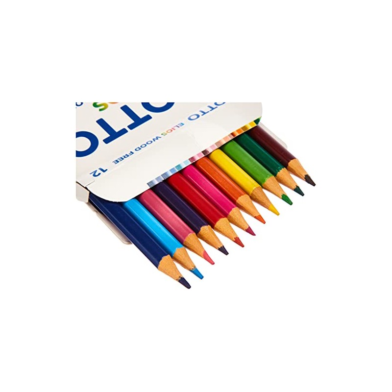 GIOTTO Elios Wood Free Colouring Pencils, 12 Assorted Colours, Ideal